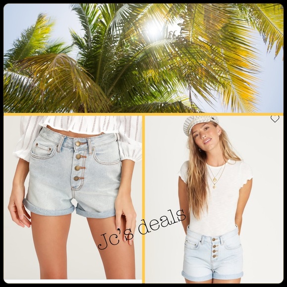 🌴 billabong button front high tide denim shorts - Picture 1 of 3